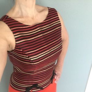 J.S. Collections Red & Black & Gold Top